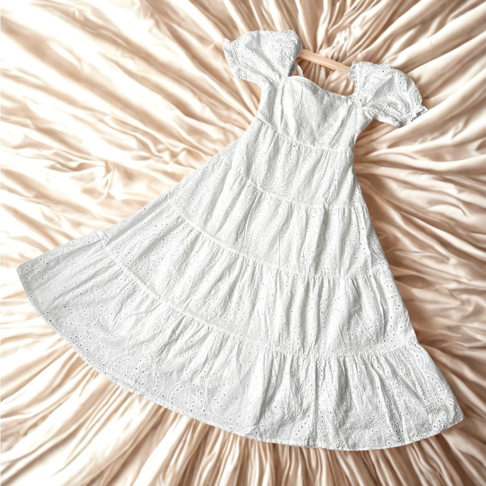 White Eyelet Midi Dress